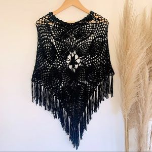 3 for $25 | Boho Black Knit Poncho